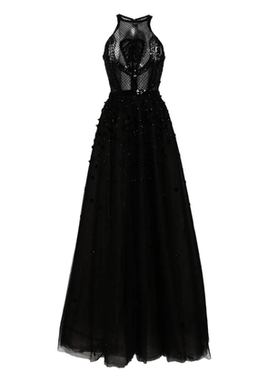 Saiid Kobeisy beaded halterneck gown - Black