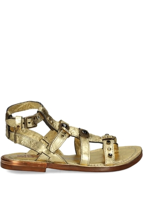 A.S.98 Grant studded buckled flat sandals - Gold