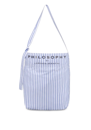Philosophy Di Lorenzo Serafini logo-print striped beach bag - Blue
