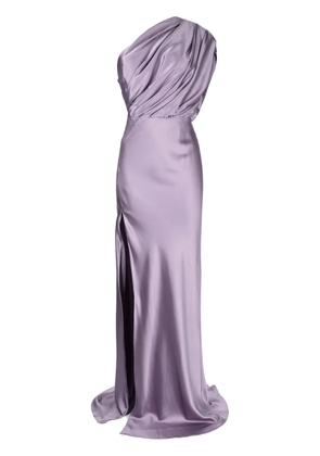 Michelle Mason one-shoulder draped gown - Purple
