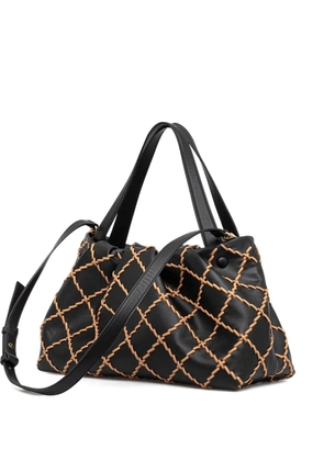 Themoirè pleated stitched tote bag - Black