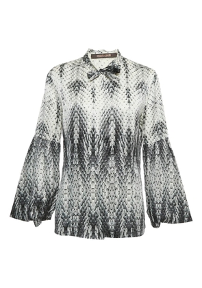 Roberto Cavalli print neck-tie top - White
