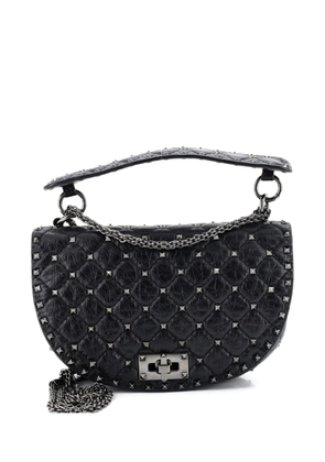 Valentino Garavani Pre-Owned Rockstud Spike Saddle Chain Quilted Leather Medium crossbody bag - Black