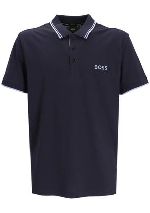 BOSS logo-embroidered cotton-blend polo shirt - Blue
