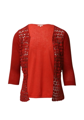 Maje crochet-trim cotton cardigan - Red