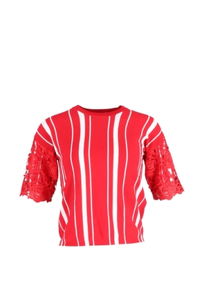 Maje striped lace-trim T-shirt - Red