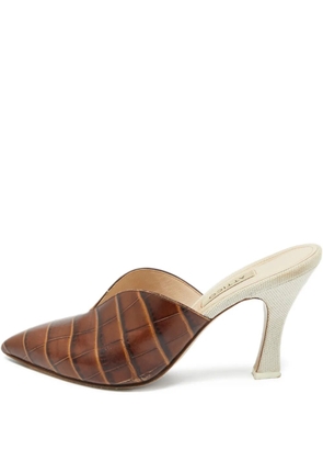 The Attico crocodile-embossed mules - Brown