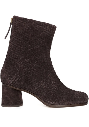 Sarah Chofakian 60mm woven-leather block-heel boots - Brown