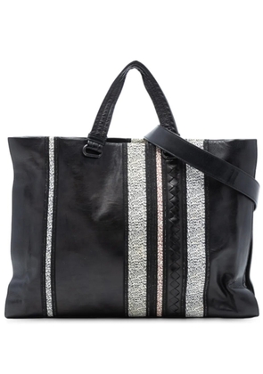 Bottega Veneta Pre-Owned 2012-2025 Intrecciato Trimmed Nappa Vertical Stripe Tote satchel - Black