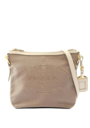 Prada Pre-Owned logo-detail jacquard shoulder bag - Neutrals