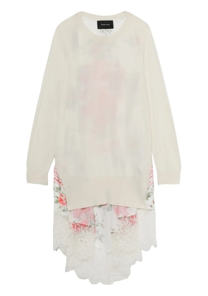 Simone Rocha panelled asymmetric lace-trim top - White