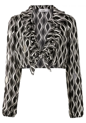 Amir Slama tie-front wave-print blouse - Black
