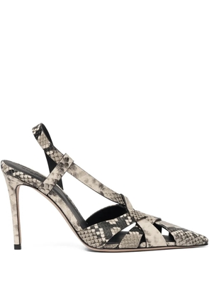 Scarosso 85mm Athena snakeskin-embossed slingback pumps - Grey