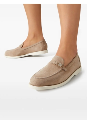 Le Silla Tower crystal-embellished strap loafers - Neutrals