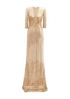 Gemy Maalouf V-neck three-quarter sleeve maxi dress - Gold