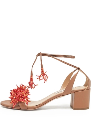 Aquazzura 60mm beaded block-heel sandals - Brown
