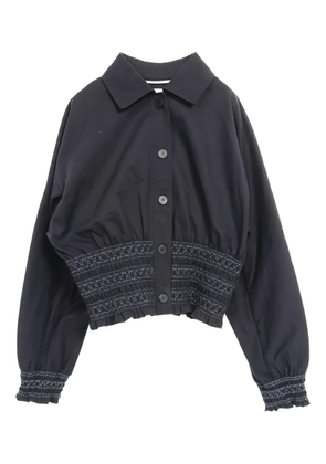 Hermès Pre-Owned smocked embroidered blouse - Blue