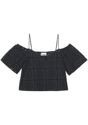 GANNI broderie anglaise cropped top - Black