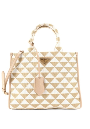 Prada Pre-Owned Symbole Shopper Jacquard Small tote bag - Neutrals