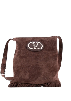 Valentino Garavani Pre-Owned Nellcote Fringe Shoulder Bag Suede with Studded Detail Small crossbody bag - Brown