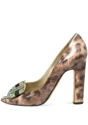 Roberto Cavalli Vintage pre-owned 105mm printed pumps - Brown