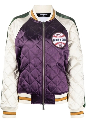 DSQUARED2 diamond-quilted bomber jacket - Purple