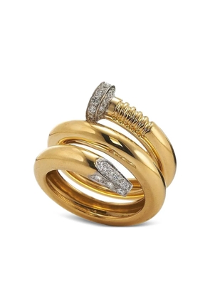 David Webb 18K yellow gold diamond Nail ring