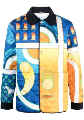 Casablanca Paysage-print quilted jacket - Blue