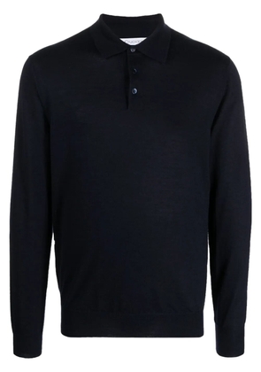 Cruciani fine-knit long-sleeved polo shirt - Blue