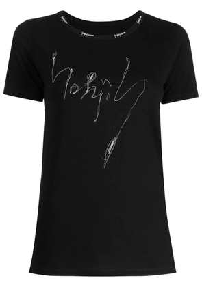 Yohji Yamamoto illustration-print logo-embroidered T-shirt - Black