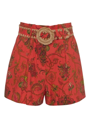 Cara Cara Palmer paisley-print belted shorts - Orange