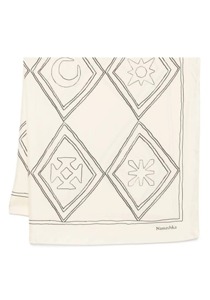 Nanushka symbol argyle silk scarf - Neutrals