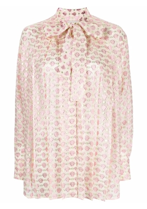 Golden Goose pussy-bow collar jacquard blouse - Neutrals
