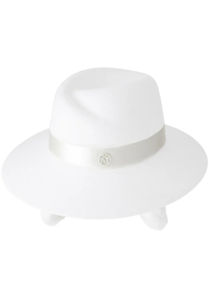 Maison Michel Virginie logo-plaque detail wool fedora - White