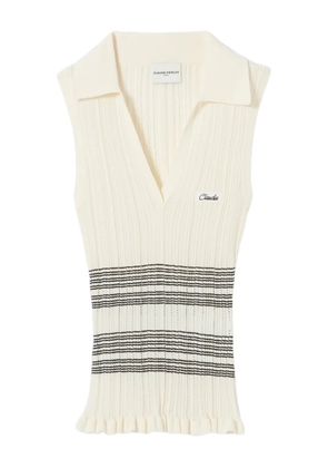 Claudie Pierlot striped V-neck polo top - Neutrals