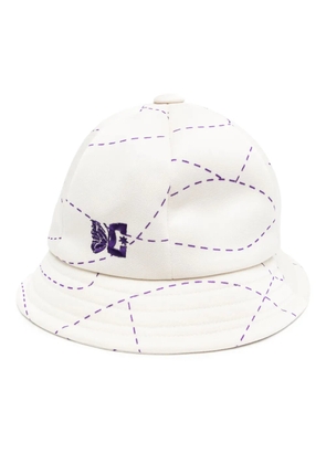 Needles logo-embroidered bucket hat - White