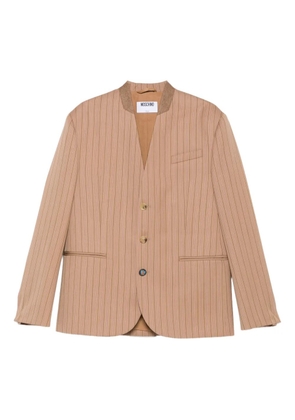 Moschino pinstripe mandarin-collar jacket - Neutrals