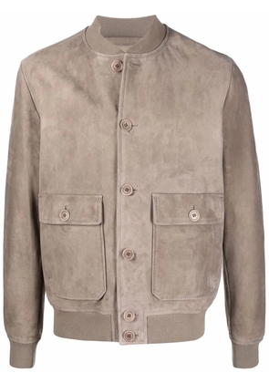 Salvatore Santoro suede bomber jacket - Neutrals