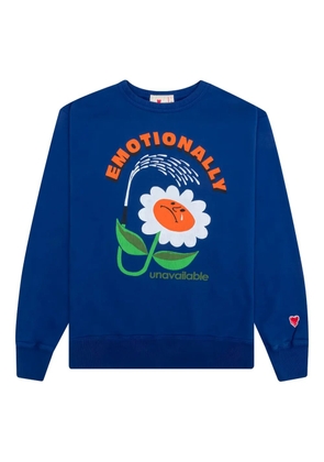 Emotionally Unavailable flower-graphic crew-neck sweater - Blue