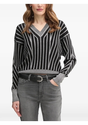 DKNY striped V-neck sweater - Black