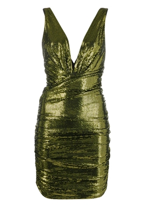 Alexandre Vauthier metallic ruched V-neck dress - Yellow