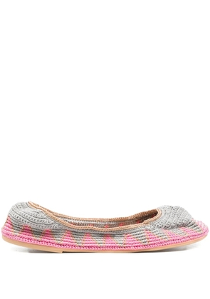 SLO_HAND_MADE crochet trimmed ballet flats - Grey