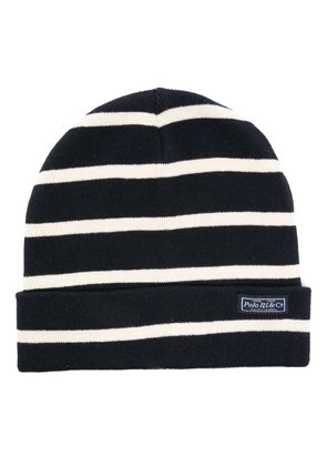 Polo Ralph Lauren logo-patch striped beanie - Blue