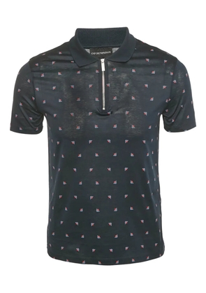 Emporio Armani Pre-Owned zip pattern polo shirt - Blue