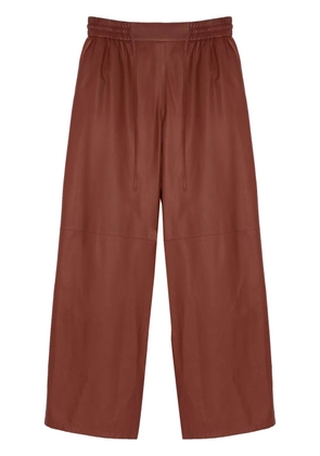 Yves Salomon leather wide-leg trousers - Brown