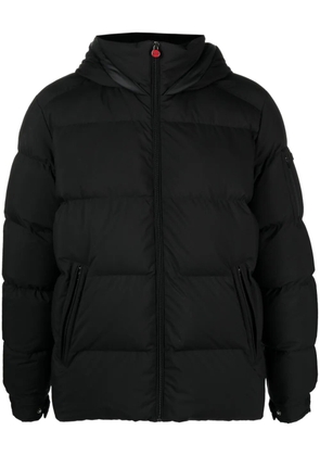 Kiton logo-patch quilted hooded jacket - Black