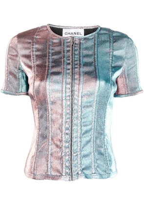 CHANEL Pre-Owned 2010s lamé short-sleeved top - Blue