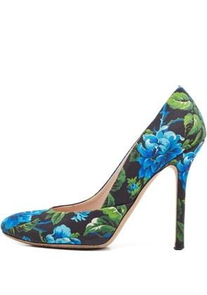 Miu Miu Pre-Owned 85mm floral-print pumps - Black