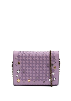 Bottega Veneta Pre-Owned 2012-2025 Nappa Intrecciato Studded Wallet on Chain crossbody bag - Purple