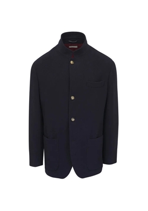 Brunello Cucinelli mandarin-collar coat - Blue